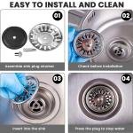 Limitless Card Mounted 2 IN 1 Sink Strainer, Effortlessly Trap Debris & Keep Your Sink Clog-Free Anti Clogging Sink Filter With Hair Catcher, Bathroom Stainless Steel Sink Drain Filter (STEEL-2PC1)